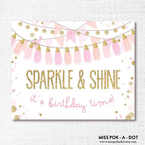 SPARKLE AND SHINE instant download printable digital file Sparkle Birthday Party, Pink And Gold Birthday Party, Pink And Gold Birthday, Sparkle Birthday, Anniversaire Diy, Sparkle Party, Golden Birthday, Birthday Party Outfits, Glitter Birthday