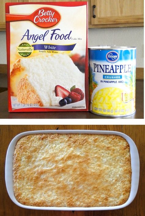 Angelfood Pineapple Cake 2 Ingredients, 2 Ingredient Cakes Recipes, Angel Food Cake With Pudding, Boxed Angel Food Cake Recipes Ideas, Angel Food Cake Recipes Healthy, Angelfood Cake Recipes 2 Ingredients, Pineapple Angel Food Cake Recipe Simple, Things To Make With Angel Food Cake, Angel Food Cake Box Recipes