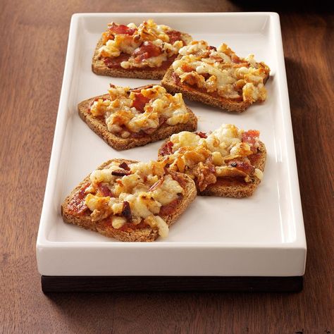 I take these hearty appetizers to every party we attend and always bring home an empty tray. I also keep a supply in the freezer for a speedy snack that gets rave reviews. —even from children. —Vicki Wolf, Aurora, Ohio Holiday Apps, Rye Bread Recipes, Pizza Appetizers, Frozen Appetizers, Brie Recipes, French Fried Onions, Easy Appetizers, Bread Appetizers, Recipes Appetizers And Snacks