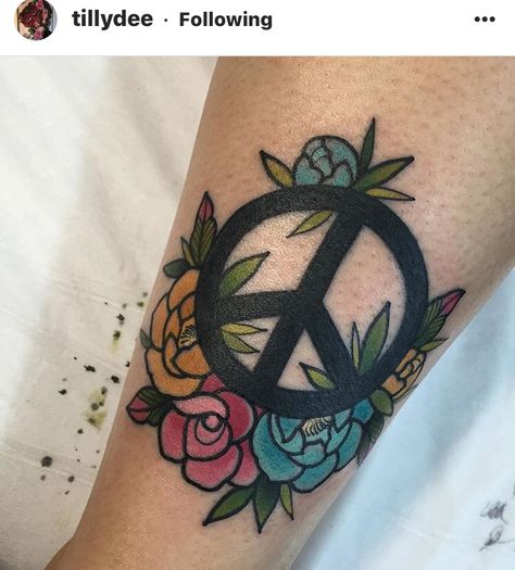 Clean Tattoos, Peace Sign With Flowers, Peace Sign Tattoo, Sign With Flowers, Peace Sign Tattoos, Sign Tattoo, Flowers Tattoo, Sunshine Coast, Deathly Hallows Tattoo