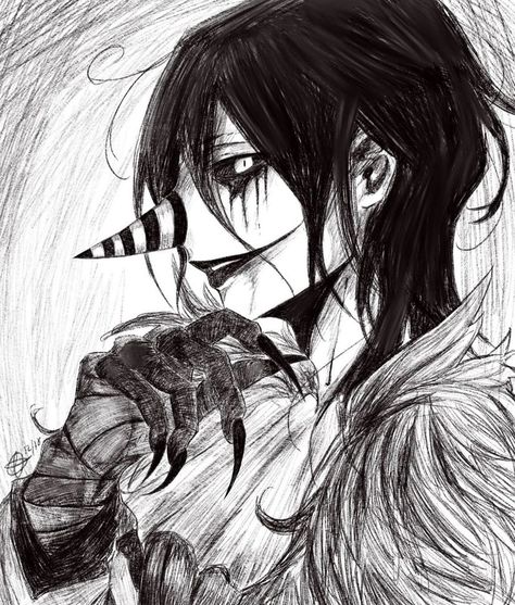 Laughing Jack Fanart, Jack Drawing, Laughing Jack, Black And White, Anime, White, Black