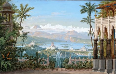 Twitter Karl Friedrich Schinkel, Gardens Of Babylon, Rennaissance Art, Greek Mythology Art, Image Nature, Mythology Art, Classic Paintings, Aesthetic Painting, Old Art