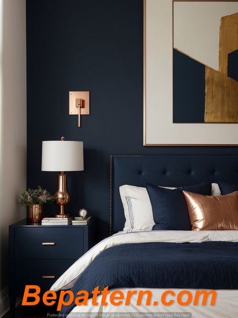 2024 Home Decor Trends: Stylish Ideas for Every Room
Bepattern.com Navy Bedroom Accent Wall, Navy Bedroom Walls, Navy Bedroom Ideas, Blue And Gold Bedroom, Copper Bedroom, Navy Bedroom, Dark Blue Bedrooms, Navy Bedrooms, Blue Bedroom Walls