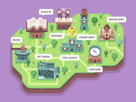 Creative Map Design Illustration, Game Maps Design, Digital Map Design, Alex Pasquarella, Map Ui Design, Creative Map Design, Game Menu Design, Map Design Illustration, Video Game Map