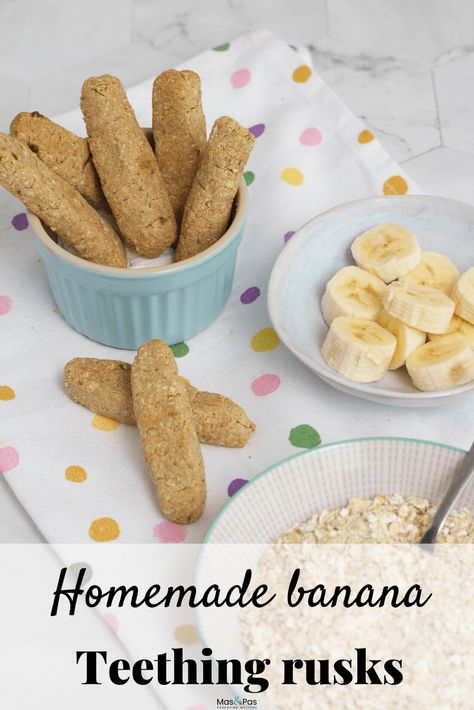 Banana Teething Rusks for Baby | Baby Snacks | Mas & Pas Teething Cookies, Toddler Treats, Homemade Baby Snacks, Teething Biscuits, Baby Recipe, Easy Baby Food Recipes, Toddler Recipes, Baby Recipes, Baby Led Weaning Recipes