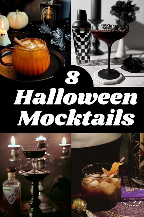 Elevate your Halloween collection of our bewitching collection of adult mocktails. These easy Halloween mocktail recipes all use non-alcoholic spirits, so we know they will be absolutely haunting! Perfect for your Halloween party whether you like the sour tang of candy corn, or the bitter kiss of black tea! Drink them if you dare! Gothic Mocktails, Easy Halloween Mocktails, Spooky Mock Tail, Black Mocktails, Food For Halloween Party Adults, Spooky Mocktail Recipe, Spooky Drinks Nonalcoholic, Halloween Mock Tails, Halloween Mocktail Recipe