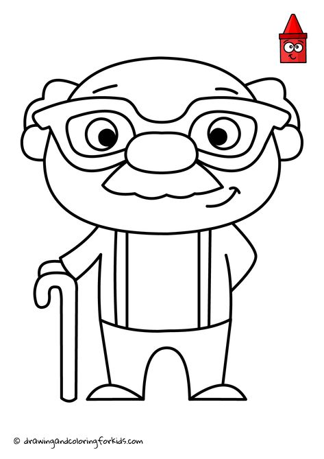 Grandpa Drawing | Drawing Grandparents | Funny Grandfather | Grandparents Day Drawing Pictures For Colouring, Happy Birthday Grandpa, Cartoon Grandma, Happy Birthday Drawings, Grandparents Day Crafts, Diy Gift For Bff, Idee Cricut, Grandpa Birthday, Family Coloring