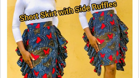 Pencil Skirt With Ruffles, African Pencil Skirt, Ruched Skirt Outfit, African Print Pencil Skirt, Grace Clothing, Short Pencil Skirt, Skirt With Ruffles, Dress Patterns Diy, African Dresses For Kids