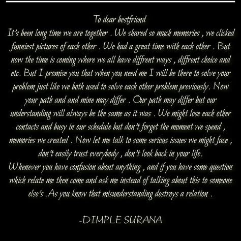 Its a letter which is written to a best friend who played a major role in one's life Farewell Letter To Senior, Happy Birthday College Friend, Graduation Letter To Best Friend, New Year Letter To Friend, Farewell Letter To Friend, Farewell Message For Best Friend, Senior Letters To Friends, Farewell Letter To Best Friend, Graduation Letter To Friend