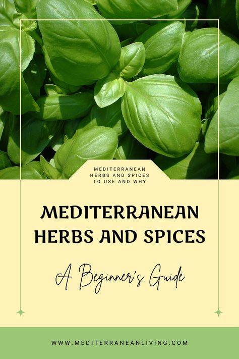 From basil to thyme, each herb and spice in the Mediterranean diet offers a plethora of flavors and health benefits. 🫒  Whether you're seasoning meats, enhancing salads, or spicing up sauces, the rich diversity of Mediterranean herbs and spices provides a culinary adventure for your taste buds and your well-being. 🌿  #MediterraneanDiet #HerbsAndSpices #HealthBenefits #Herbs #Spices #Mediterranean Mediterranean Herbs And Spices, Spices List, Mediterranean Herbs, Mediterranean Diet Food List, Mediterranean Diet Recipes Dinners, Fennel Tea, Personal Garden, List Of Spices, Mediterranean Spices