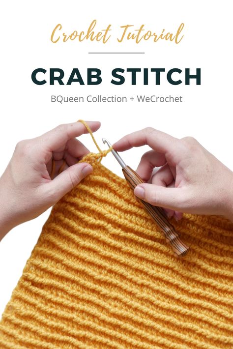 HOW TO CROCHET CRAB STITCH: TOTALLY TEXTURED TUESDAY - WeCrochet Staff Blog Crab Stitch Crochet, Wood Crochet Hook, Reverse Single Crochet, Moss Stitch, Blanket Stitch, Bulky Yarn, Crochet Edging, Crochet For Beginners, Learn To Crochet