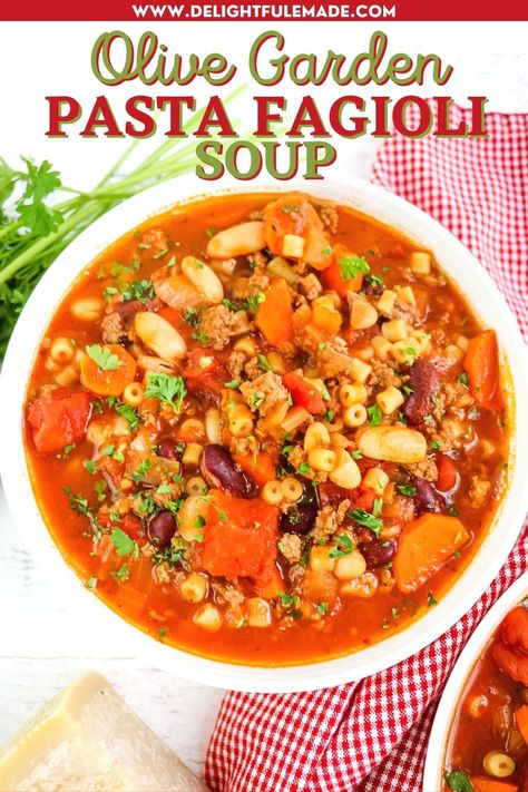 Pasta Fagioli Soup Olive Garden, Olive Garden Pasta Fagioli Recipe, Olive Garden Gnocchi Soup, Slow Cooker Pasta Fagioli, Olive Garden Pasta Fagioli, Pasta Fagioli Soup Recipe, Olive Garden Pasta, Olive Garden Chicken Gnocchi, Italian Soup Recipes