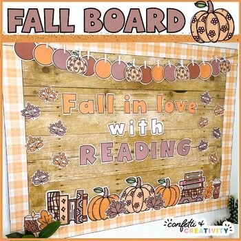 Have your students "fall" in love with reading with this trendy fall themed bulletin board! Books, coffee, candles, and pumpkin clipart- this board has all of the things that makes the fall season feel cozy and special.  This interactive bulletin board kit is so easy to set up and can be used for many years to come!This bulletin board display comes with the following:"Fall In Love With Reading" and "Books Are Unbe-LEAF-able" letters in color and black and whiteBoard Decor in colorBanners2 Bullet Fall Welcome Bulletin Boards, Fall In Love With Reading Bulletin Board, Fall Library Bulletin Boards, Fall Leaves Bulletin Board, Fall Bulletin Boards For Elementary, Leaves Bulletin Board, Bulletin Board Reading, Fall Into Reading, Reading Bulletin Board