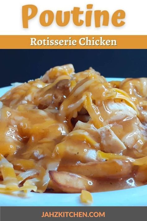 Rotisserie Chicken Poutine Poutine Gravy Recipe, Poutine Gravy, Chicken Poutine, Poutine Fries, Fries Cheese, Poutine Recipe, Canadian Dishes, Chicken Gravy Recipe, Chicken Fries