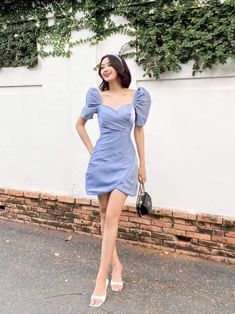 Girls Jeans Fashion, Beautiful Frocks, Jessica Lee, Best Wedding Guest Dresses, Draping Fashion, Blue Dress Short, Formal Dresses Short, Aesthetic Clothing, Dress Inspo