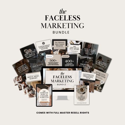 The Faceless Marketing Bundle, PLR Ebooks, Master Resell Rights, DFY, Done-For-You pdf, ChatGPT Prompts, MRR Faceless Affiliate Marketing, Mrr Digital Products, Plr Digital Products, Marketing Basics, Faceless Account, Canva Guide, Welcome To The Game, Plr Products, Faceless Marketing