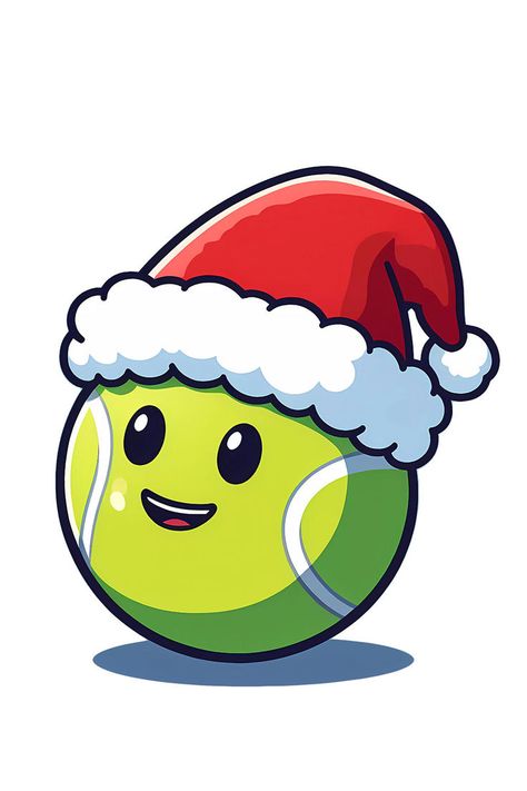 A tennis ball in a funny Santa hat. This design is suitable for both Christmas and tennis lovers. #tennis #sport #xmas Christmas Tennis, Tennis Christmas, Tacky Sweater, Happy 6th Birthday, Tennis Shop, Funny Santa, Brain Food, Christmas Vibes, Tennis Ball