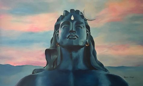 Oil Painting of Adi yogi Aadi Yogi, Adi Yogi, Time Art, Art Workshop, Art Buyer, Front View, Art Therapy, The Divine, Art Display