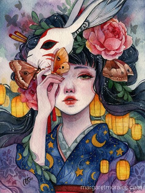 Tato Geisha, Margaret Morales, Arte Fantasy, Art And Illustration, 판타지 아트, Watercolor Portraits, Watercolor Artist, Art Drawings Sketches, Watercolor Illustration