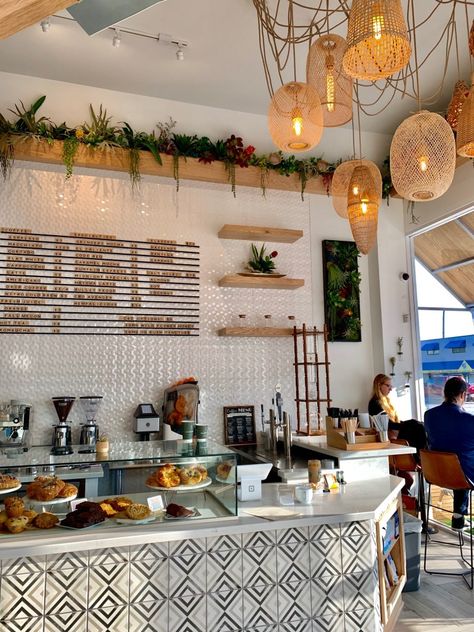 My Coffee Shop, Diy Coffee Shop Counter, Hacienda Style Coffee Shop, Small Coffee Shop Design Layout, Creative Cafe Interior Coffee Shop, Coffee Shops Ideas, Boho Cafe Decor, Coffee Shop Aesthetic Interior Design, Cafeterias Aesthetic