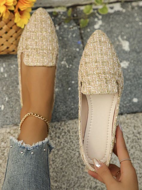 Apricot  Collar     Embellished   Women Shoes Flat Office Shoes Women, Office Shoes Women Business Professional, Summer Office Shoes, Work Shoes Women The Office, Corporate Shoes, Church Shoes, Corporate Girlie, Teacher Shoes, Office Shoes Women