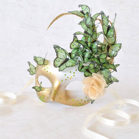 Bridal Mask, Venetian Mask, Mask Halloween, Masquerade Mask, A Rose, Butterflies, Mask, Halloween, Flowers