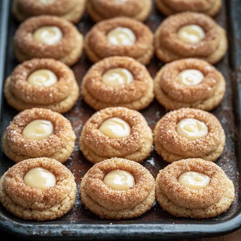 Eggnog Snickerdoodle Thumbprint Cookies - Smash Healthy Eggnog Snickerdoodle Thumbprint Cookies, Egg Nog Snickerdoodle Cookies, Eggnog Cookies, Brownie Muffins, Thumbprint Cookies Recipe, Jam Cookies, Cookie Tin, Cookie Tins, Thumbprint Cookies