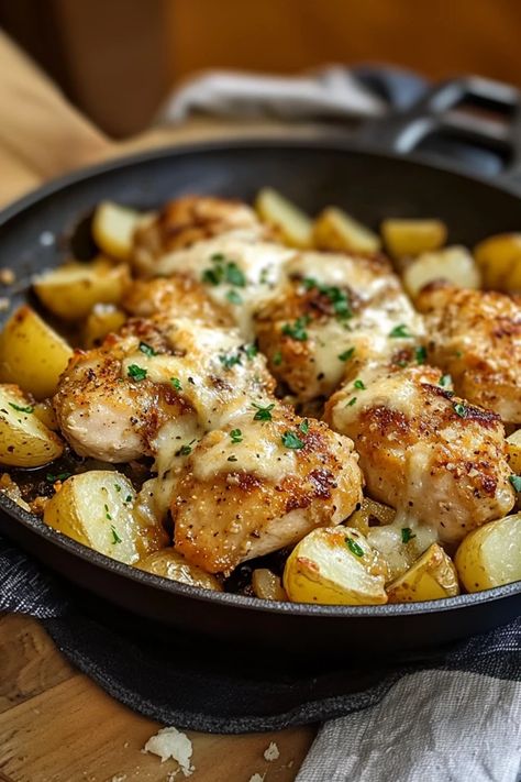 Savor the perfect combination of tender chicken breast, crispy potatoes, and a rich garlic parmesan sauce in this easy dinner recipe! Ideal for busy weeknights, this one-pan dish is packed with flavor and minimal cleanup.
Make this dish tonight – grab the recipe.
#chickenrecipes #onepandinner #quickdinnerideas #garlicparmesan #easyrecipes #dinnerrecipes #skilletmeals #chickenbreastrecipes #weeknightmeals #comfortfood Chicken And Potato Skillet, Chicken And Potatoes Skillet, Garlic Parmesan Chicken And Potatoes, Parmesan Chicken And Potatoes, Skillet Chicken Recipes, Parmesan Wing Sauce, Potatoes Skillet, Potato Skillet, Chicken And Potato