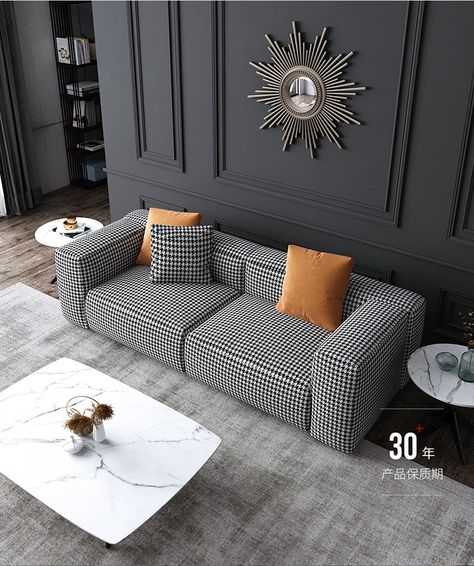 Fabric Sofa Living Room Outfit Combination Light Luxury Houndstooth Double Three Small Apartment Sofa|Living Room Sofas| - AliExpress Sofa Set Designs For Hall, Houndstooth Sofa Living Rooms, Latest Sofa Designs For Hall, Modern Sofa Living Room 3+1+1, Latest Sofa Designs Modern 2020 For Drawing Room, Small Apartment Sofa, Wainscoting Wall, Sofa Black, Sofa Bed Design