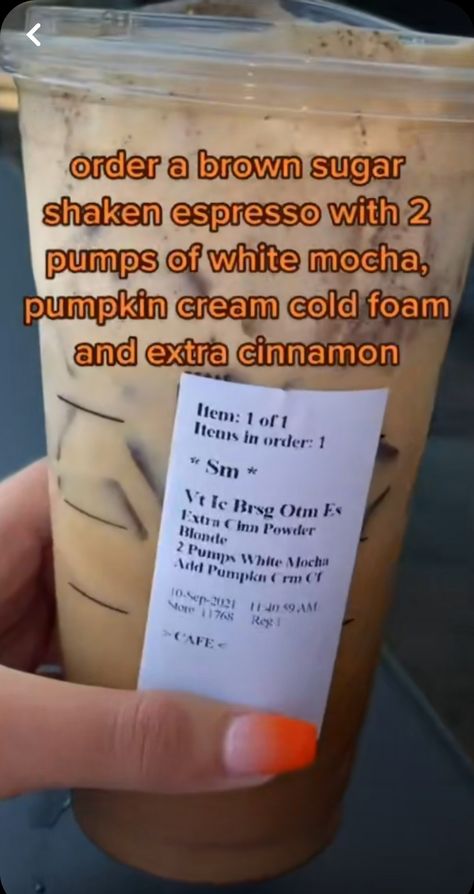 Pumpkin Starbucks Drinks, Starbs Drinks, Starbies Drinks, Coffee Orders, Fall Starbucks, Starbucks Drink Menu, Starbucks Hacks, Starbucks Secret Menu Recipes, Cold Starbucks Drinks