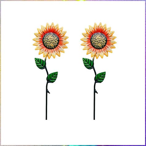 udensep 6" Sunflower Metal Garden Stakes Decor 2 Pack Outdoor Flowers Yard Stake Decorative Colorful Sunflowers Art Pathway Light for Outside Lawn Patio Ornaments Sunflowers Art, Outdoor Fall Decor Ideas, Decorative Garden Stakes, Sunflower Garden, Outdoor Living Decor, Outdoor Garden Decor, Fall Outdoor Decor, Outdoor Flowers, Pathway Lighting