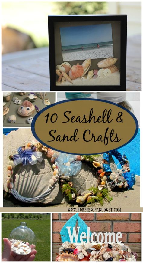 Looking for ideas to creatively display and share your favorite seashells and sand from your beach vacation?  Check out these fun ideas! Crafts With Seashells, Beach Sand Crafts, Seashell Display, Beach Themed Crafts, Arts And Crafts Storage, Shells And Sand, Sand Crafts, Sea Shell Decor, Beach Diy