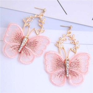 Embroidery Butterfly, Pink Cowgirl Boots, Cocktail Earrings, Pineapple Earrings, Rhinestone Material, High Fashion Women, Earrings Trendy, Branch Design, Lace Headbands