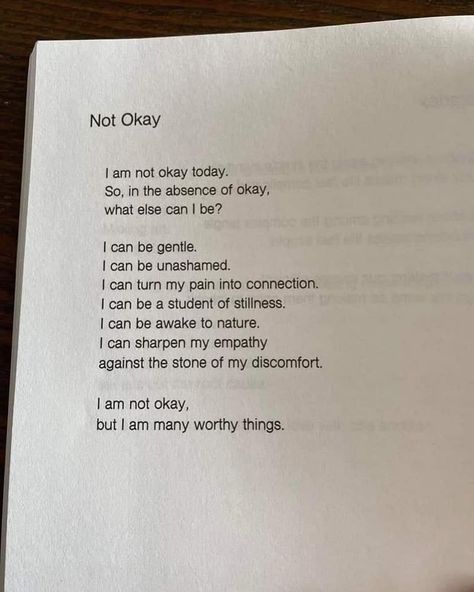 One of the greatest compliments I’ve ever gotten as an educator was, “You made me realize it’s okay to not be okay.” 💗💗💗 I’ve had a few hard days (it will be okay, but all the small things and a few big things created big emotions), and this hit beautifully 💗 Some grounding in my garden this evening and fingers crossed for an early bed time. Keeping it real because it’s so important 💗 Okay Quotes, How To Be Graceful, Not Okay, Be Okay, Live Happy, Crossed Fingers, Inspire Others, Daily Affirmations, Pretty Words