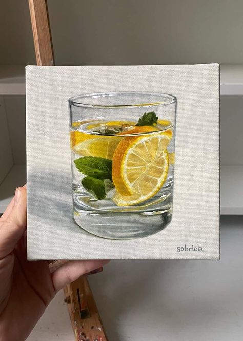 Gene Deitch, Water With Lemon, Lemon And Mint, Prismacolor Art, Gcse Art Sketchbook, Color Drawing Art, Glass Of Water, Tom Jerry, Small Canvas Art