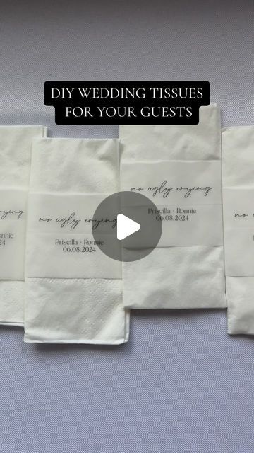 Priscilla Lai on Instagram: "I cry at all weddings so I personally think tissues are a must have for your guests! They’re low cost and easy to make 🙏🏼 #weddingdiy #diybride #diywedding #weddingtissues" Wedding Kleenex Ideas, Wedding Tissues Packs Diy, Wedding Tissue Ideas, Tissues Wedding, 2026 Wedding, Wedding Tissues, 13th Anniversary, Tissue Pack, Wedding Plan