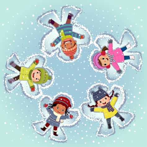 Top view of kids lying and making snow a... | Premium Vector #Freepik #vector #winter #character #cartoon #celebration Winter Character, Making Snow, Kids Lying, Angel Vector, Snow Illustration, Winter Cartoon, Cartoon Tops, Winter Clipart, Islamic Cartoon