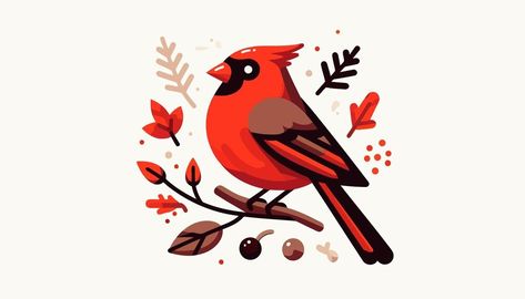 A red cardinal with a red beak sits on a branch with leaves and berries | Premium AI-generated vector Branch With Leaves, Northern Cardinal, Free Business Card Mockup, Science Project, Red Cardinal, Business Card Maker, Flyer Maker, Card Banner, Poster Invitation