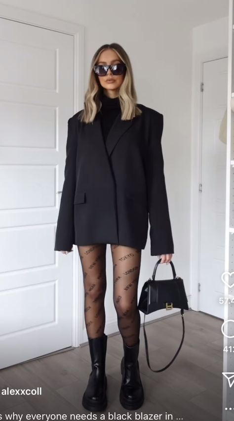 Loafers And Tights Outfit, Blazer Dress With Boots, Barcelona Outfits Fall, Blazer Dress Outfits Party, Platform Booties Outfit, Winter Concert Outfit Night Cold, Mini Black Dress Outfit, Skirt And Blazer Outfit, Winter Concert Outfit