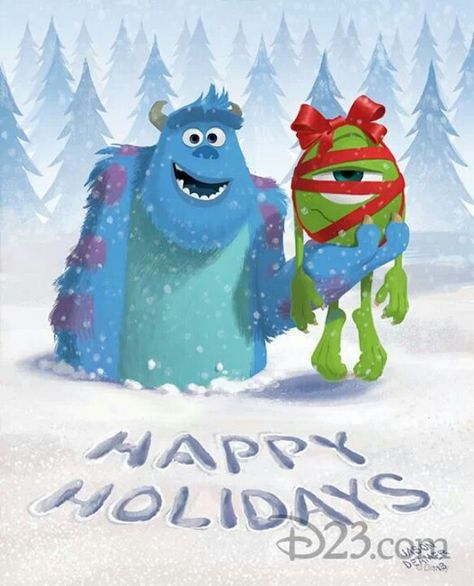 Monsters Inc Christmas Disney Merry Christmas, Christmas Ecards, Disney Monsters, Cute Christmas Wallpaper, Holiday Wallpaper, Disney Holiday, Disney Scrapbook, Cute Disney Wallpaper, Christmas Cartoons