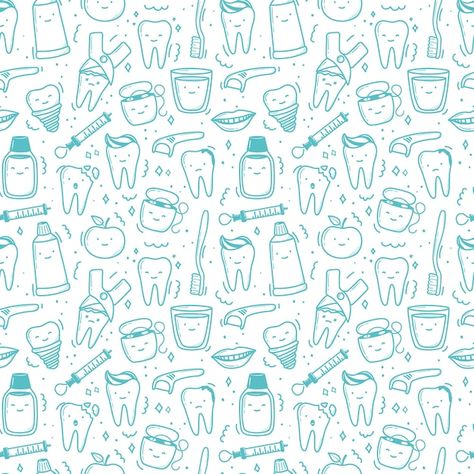 Dental Doodles, Teeth Doodle, Dental Poster, Tooth Cartoon, Dental Posters, Tooth Pattern, Doodle Png, Simple Illustrations, Vector Doodle