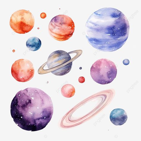 Planets Doodle, Murmuration Art, Space Objects, Space Watercolor, Space Theme Party, Solar System Planets, Watercolor Galaxy, Drawing Vector, Butterfly Clip Art