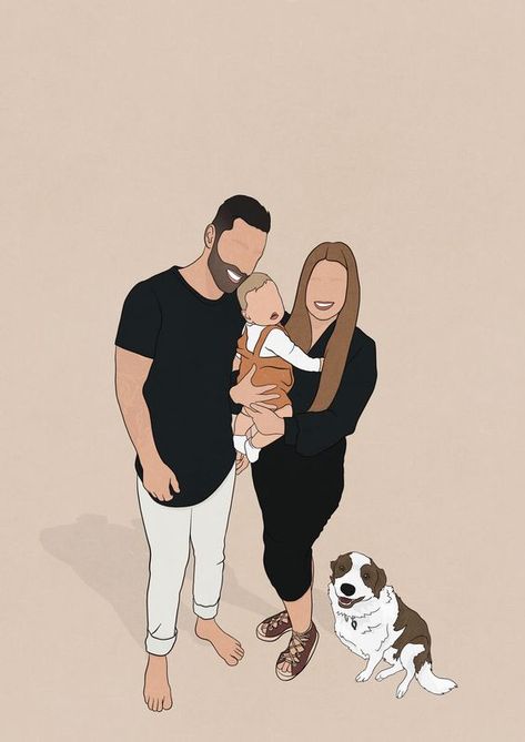 Custom Family Illustration Digital Portrait | Flat Illustration Minimalist Style #minimalistart #facelessportrait #personalisedportrait #minimalistdrawing #birthdaygiftideas Family Drawings, Faceless Portraits, Custom Family Illustration, Friends Illustration, Procreate Illustration, Family Drawing, Minimalist Drawing, Faceless Portrait