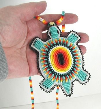 Shannon Fast Horse Lakota Beaded Turtle Pendant NBJ-15 Lakota Jewelry, Turtle Symbolism, Beaded Turtle, Faster Horses, Native American Beadwork, Turtle Shell, Native American Artists, Turtle Pendant, Native American Beading