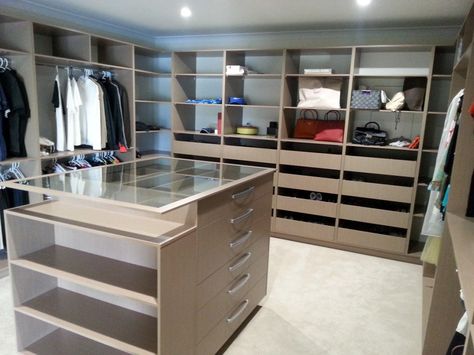 Walk In Robe Designs, Island Drawers, Closet Island, Walk In Robe, Walk In Wardrobe, Wardrobe Design, Home Room Design, Walk In Closet, House Rooms