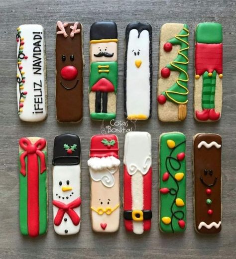 Decorated Christmas Cookies, Decorating Icing, Cookie Sticks, Cake Decorating Icing, Icing Design, Winter Cookie, Roll Cookies, Sugar Cookie Designs, Xmas Cookies