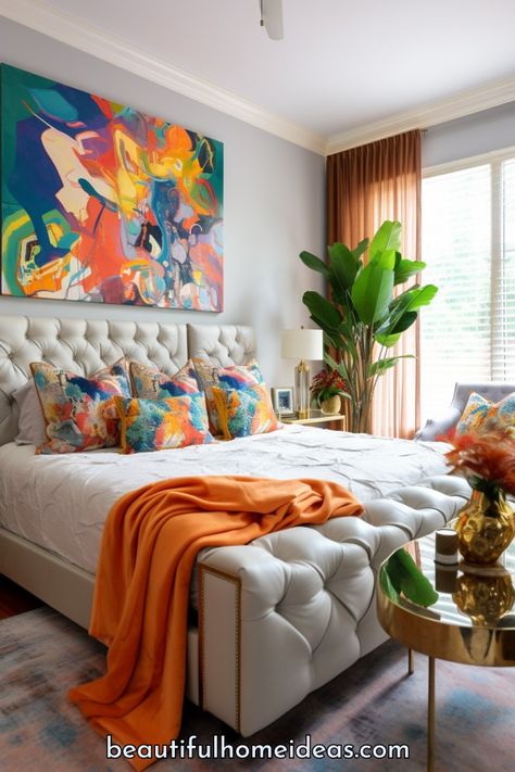 31 Most Wonderful Maximalist Bedroom Ideas: Best Designs and Tips - Beautiful Home Ideas Colorful Maximalist Decor Bedroom, Maximalist Bedroom Decor, Maximalist Decor Bedroom, Timber Bedroom, Colorful Maximalist Bedroom, Bedroom Blues, Maximalist Bedroom Ideas, Colorful Bedroom Design, Sophisticated Living Room