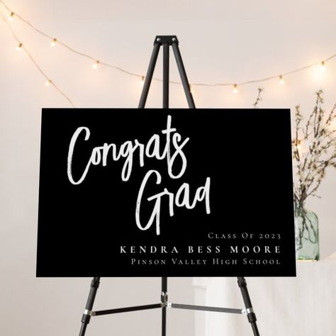 Graduation Party Sign Black and White. Black Tie Graduation Party Ideas, Black And Silver Graduation Party, Black And White Grad Party, Black Grad Party, Black And White Graduation Party, Master Graduation, Black Graduation Party, Masters Party, Grad Party Theme