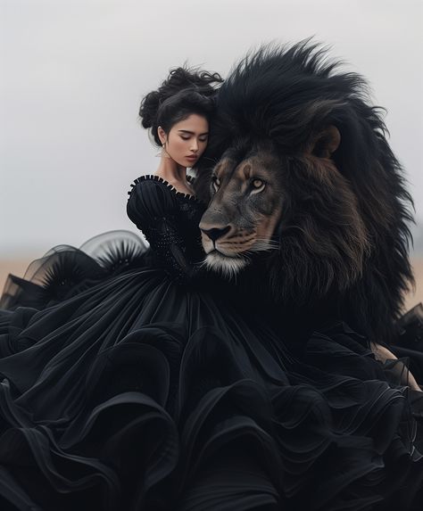 LION LADIES. 🦁 #aiphotography Lion And Woman, Black Lions, Leo Woman, Animal Encounters, Fierce Animals, Black Lion, Leo Women, Tarot Cards Art, Nouveau Art