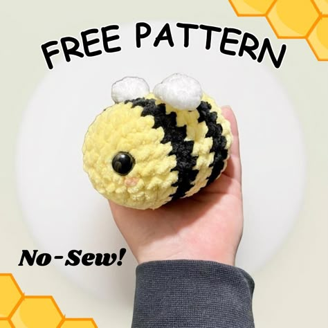 HookCrochet | This is the easiest no-sew pattern ever! If you try it out be sure to tag me in your beautiful bees 🐝 PDF Version is available on Etsy… | Instagram Bee Crochet Patterns Free, Sewing Bee Pattern, Bee Crochet Pattern, Amigurumi Projects, Bee Free, Crochet Plushies, Bee Pattern, Small Bees, Crochet Bee